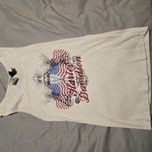 Harley-Davidson White Tank Top with Patriotic Graphic
